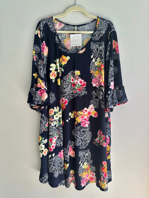 SECONDHAND 4X - NWT CRC Navy Floral Dress