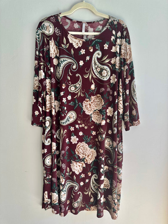 SECONDHAND 4X - CRC Burgundy Floral Dress